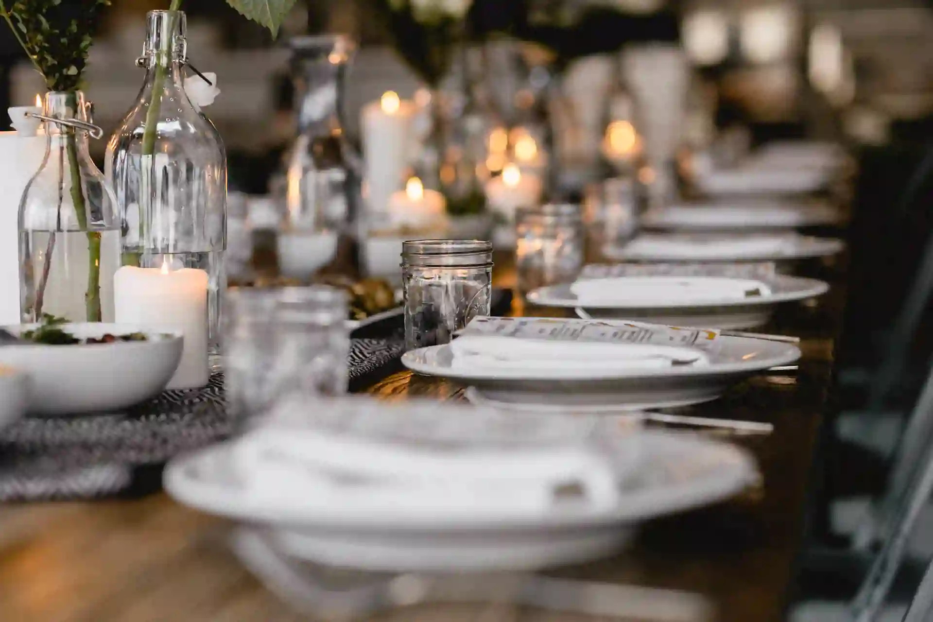 Dining table with plates