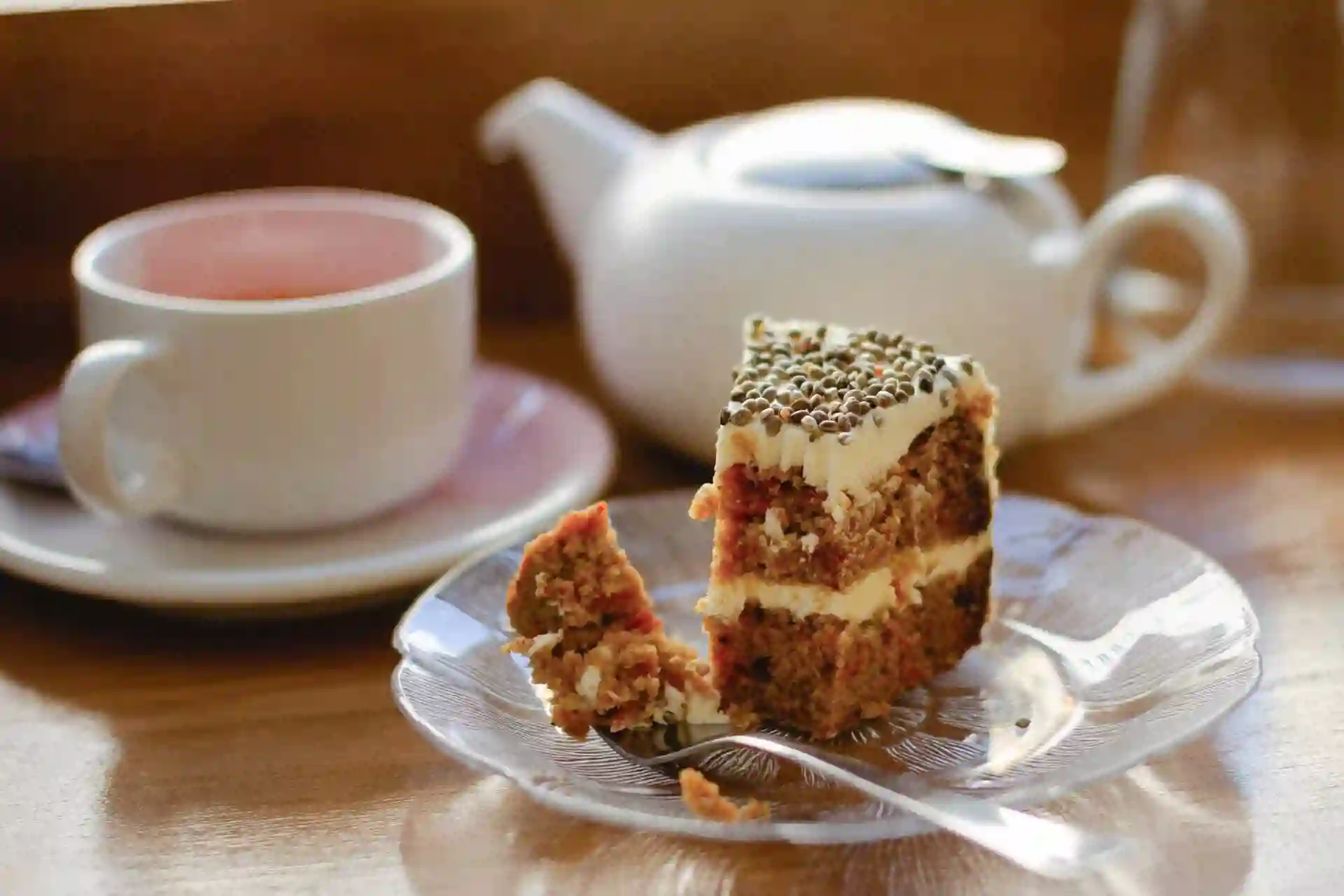 A cup of tea and a slice of cake