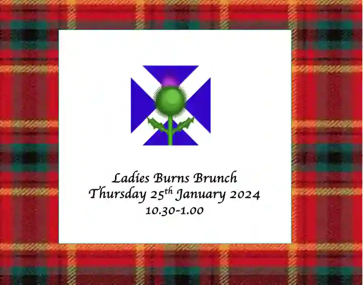 Blue Scottish cross with thistle. Tartan border.